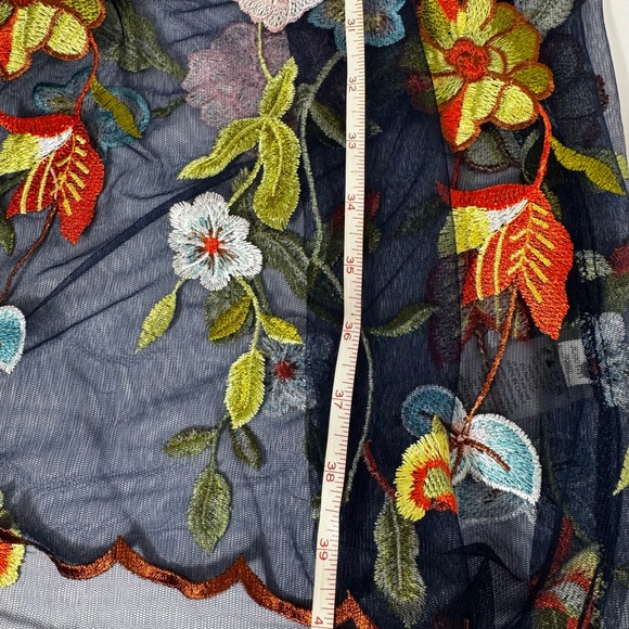 LuLaRoe Floral Embroidered Medium Navy Short Sleeve Dress M - Picture 7 of 14